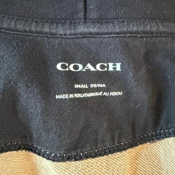 Coach Women's Signature C Logo Zip Up Hoodie Jacket Black Tan Small 175/96A - Picture 4 of 5